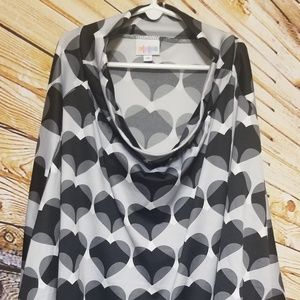 Lularoe Girls 14 Azure Black White Hearts nwot
